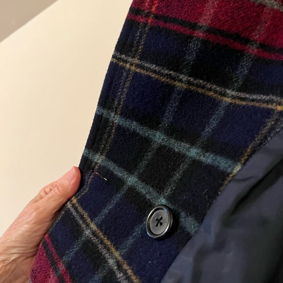 Ralph By Ralph Lauren 100% Wool Coat Double Breasted Red Navy Vintage 90s Large - Picture 13 of 13